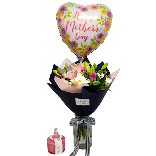 Mother's Day Bouquet, Candle & Balloon