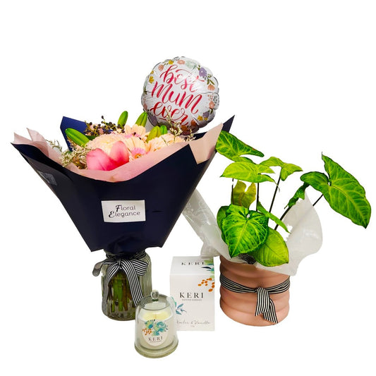 Mother's Day Bouquet, Plant, Candle & Balloon